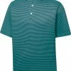 Discount ⌛ FootJoy Men's Striped Golf Polo For Men Navy/sea Green 🧨