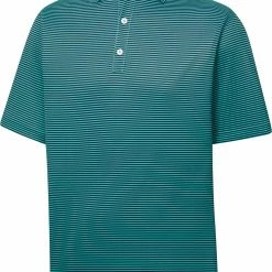 Discount ⌛ FootJoy Men's Striped Golf Polo For Men Navy/sea Green 🧨