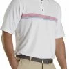 Cheap 🛒 FootJoy Men's Lisle Chestband Golf Polo For Men White/cape Red/storm Blue 😍