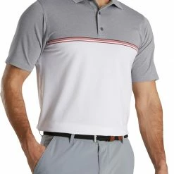 Flash Sale 🎉 FootJoy Men's Color Block Golf Polo For Men Grey/white 🔥
