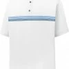 Flash Sale 😍 FootJoy Men's Lisle Chestband Short Sleeve Golf Polo For Men White/lagoon/navy 🔔