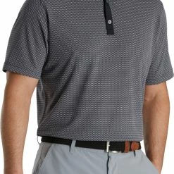 Wholesale 🧨 FootJoy Men's Jacquard Dot Lisle Golf Polo For Men Black/white ❤️