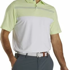 Top 10 🔔 Footjoy Men's Lisle Engineered Pinstripe Self Collar Polo For Men White/lime 👍