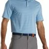 Best Pirce 😀 FootJoy Men's Lisle Classic Pencil Stripe Golf Polo For Men Blue/white 🛒
