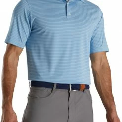 Best Pirce 😀 FootJoy Men's Lisle Classic Pencil Stripe Golf Polo For Men Blue/white 🛒