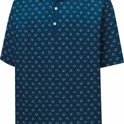Flash Sale ⌛ FootJoy Men's Lisle Weather Print Short Sleeve Golf Polo For Men Navy 🎁