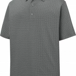 Coupon 🤩 FootJoy Men's Lisle Open Weave Print Short Sleeve Golf Polo For Men Coal/white 🧨