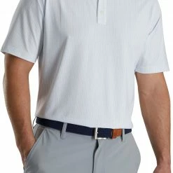 Flash Sale 😀 FootJoy Men's ZigZag Print Lisle Self Collar Golf Polo For Men White/blue 👍