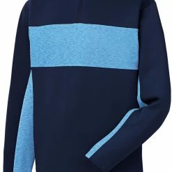 Promo 😍 FootJoy Men's Double Jersey Pieced 1/4 Zip Golf Pullover For Men Navy/light Blue ⭐