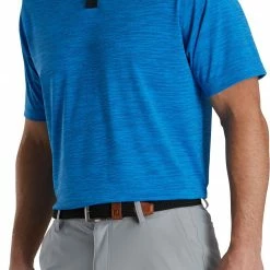 Discount 😀 FootJoy Men's Broken Pinstripe Lisle Knit Collar Golf Polo For Men Blue/black 🎉