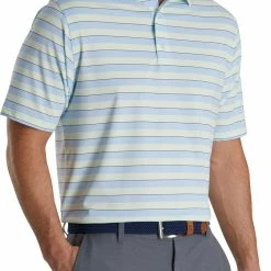 Best reviews of 👏 FootJoy Men's Regency Stripe Lisle Self Collar Golf Polo For Men Sky/mint 🎉