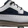 Flash Sale 😀 FootJoy X Harris Tweed Men's Traditions Wing Tip Golf 👞 Shoes For Men White/multi ⭐