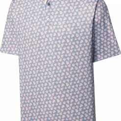 Discount 👏 FootJoy Men's Shadow Palm Print Lisle Self Collar Golf Polo For Men Graphite/pink 🧨