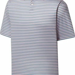 Cheapest 👏 FootJoy Men's Mini Regimental Stripe Lisle Self Collar Golf Polo For Men Pink/graphite 😉