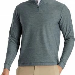 Top 10 😀 FootJoy Men's Space Dye Brushed Back Jersey 1/4 Zip Golf Pullover For Men Smoke 😀