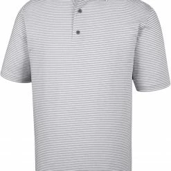 Deals ⌛ FootJoy Men's ProDry Performance Lisle Feeder Stripe Self Collar Golf Polo For Men Grey/white 🧨